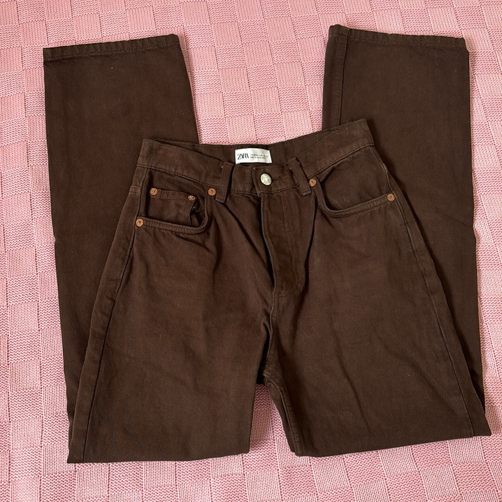 Zara High rise straight leg jeans